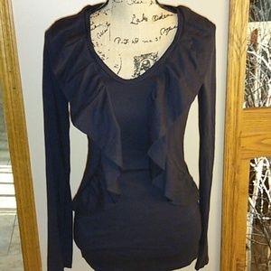 3 Dots. Long sleeved Ruffle Top